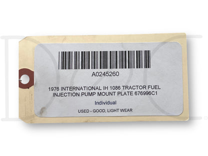 1976 International IH 1086 Tractor Fuel Injection Pump Mount Plate 676996C1