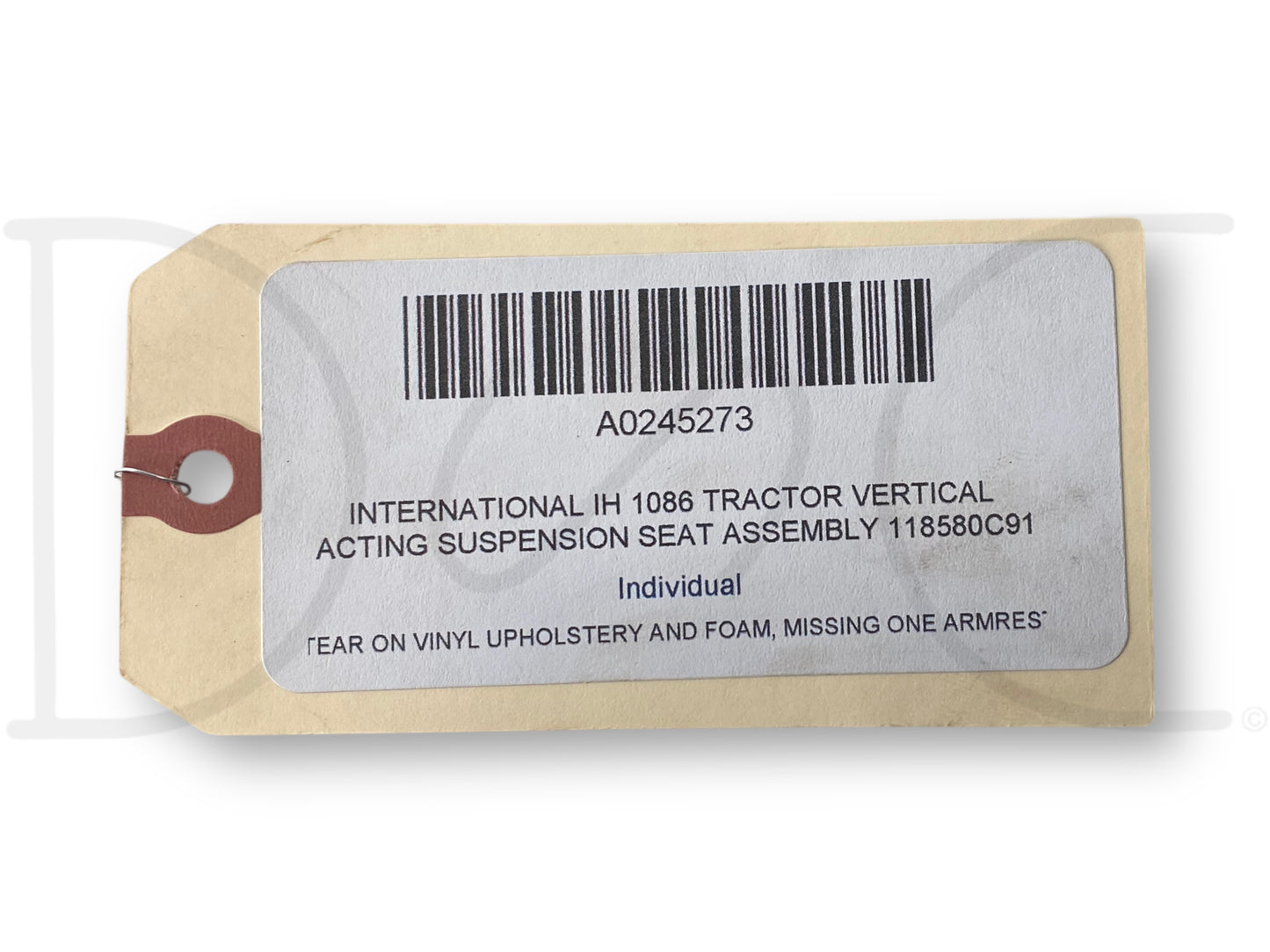 International IH 1086 Tractor Vertical Acting Suspension Seat Assembly 118580C91