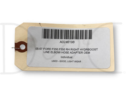 05-07 Ford F250 F350 RH Right Hydrboost Line Elbow Hose Adapter OEM