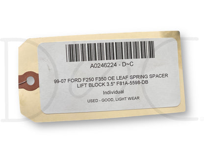 99-07 Ford F250 F350 OE Leaf Spring Spacer Lift Block 3.5" F81A-5598-Db