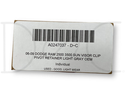 06-09 Dodge Ram 2500 3500 Sun Visor Clip Pivot Retainer Light Gray OEM