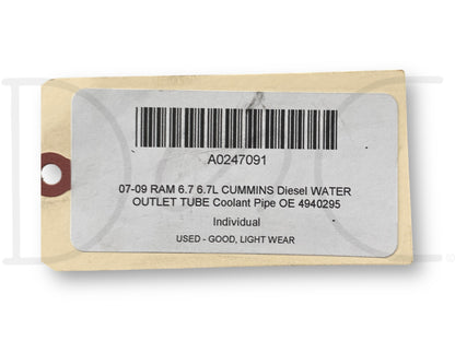07-09 Ram 6.7 6.7L Cummins Diesel Water Outlet Tube Coolant Pipe OE 4940295