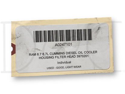 Ram 6.7 6.7L Cummins Diesel Oil Cooler Housing Filter Head 3970201
