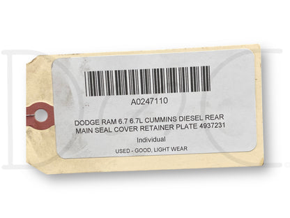 Dodge Ram 6.7 6.7L Cummins Diesel Rear Main Seal Cover Retainer Plate 4937231