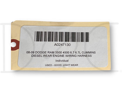 08-09 Dodge Ram 3500 4500 6.7 6.7L Cummins Diesel Rear Engine Wiring Harness