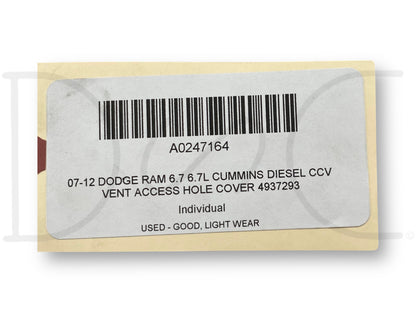 07-12 Dodge Ram 6.7 6.7L Cummins Diesel CCV Vent Access Hole Cover 4937293