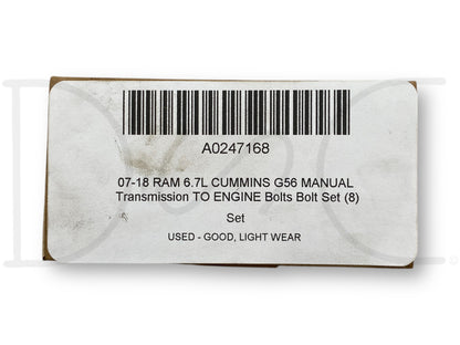 07-18 Ram 6.7L Cummins G56 Manual Transmission To Engine Bolts Bolt Set (8)