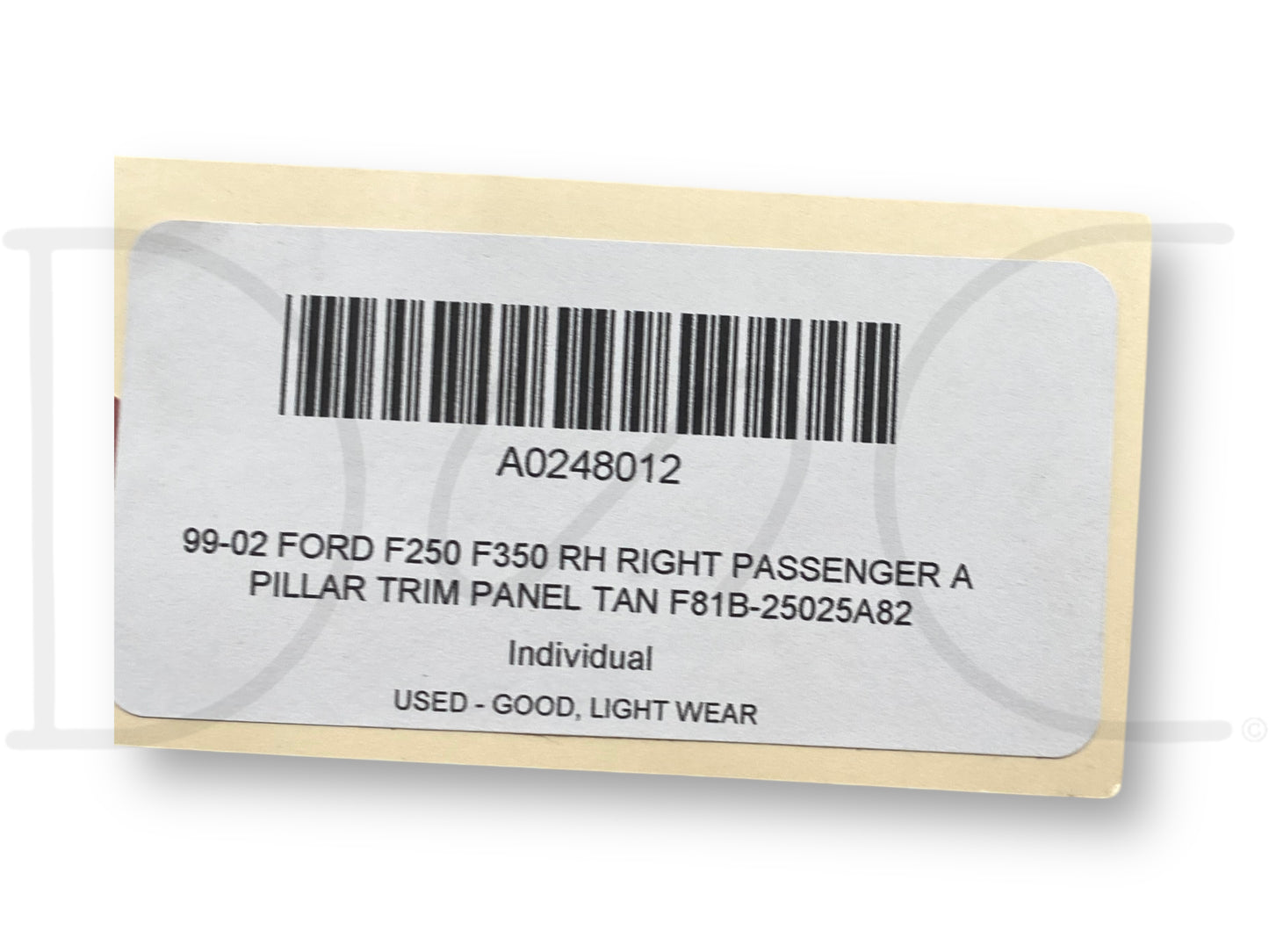 99-02 Ford F250 F350 RH Right Passenger A Pillar Trim Panel Tan F81B-25025A82