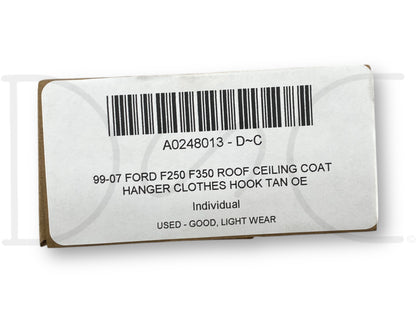 99-07 Ford F250 F350 Roof Ceiling Coat Hanger Clothes Hook Tan OE