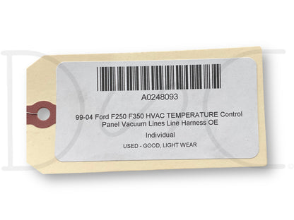 99-04 Ford F250 F350 HVAC Temperature Control Panel Vacuum Lines Line Harness OE