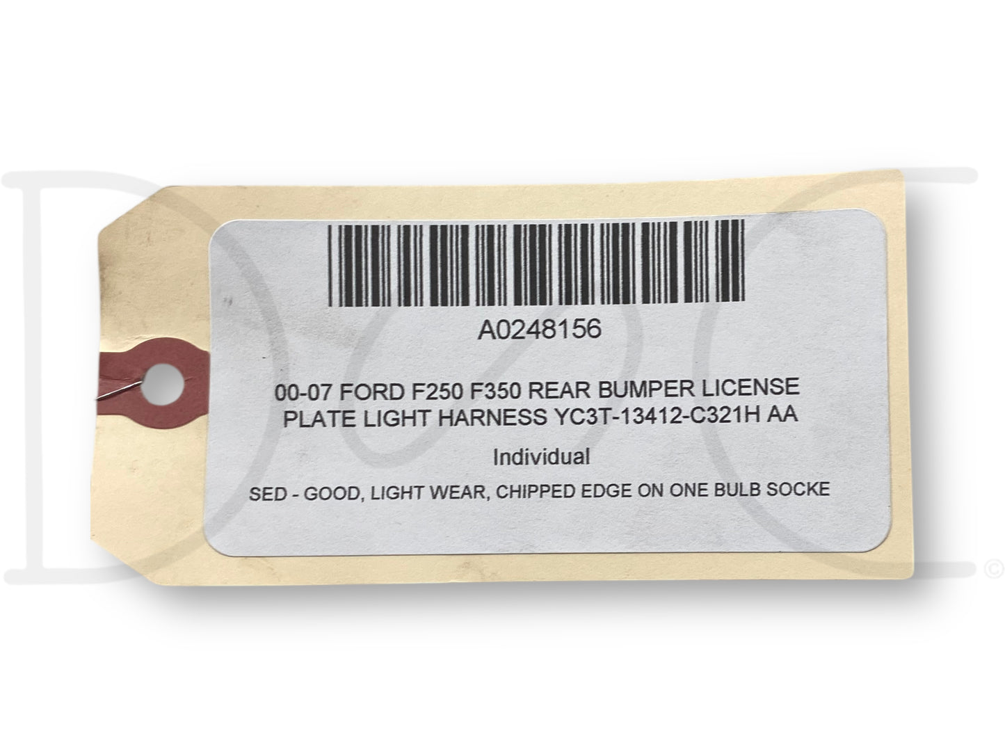 00-07 Ford F250 F350 Rear Bumper License Plate Light Harness YC3T-13412-C321H Aa