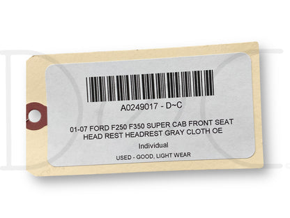 01-07 Ford F250 F350 Super Cab Front Seat Head Rest Headrest Gray Cloth OE