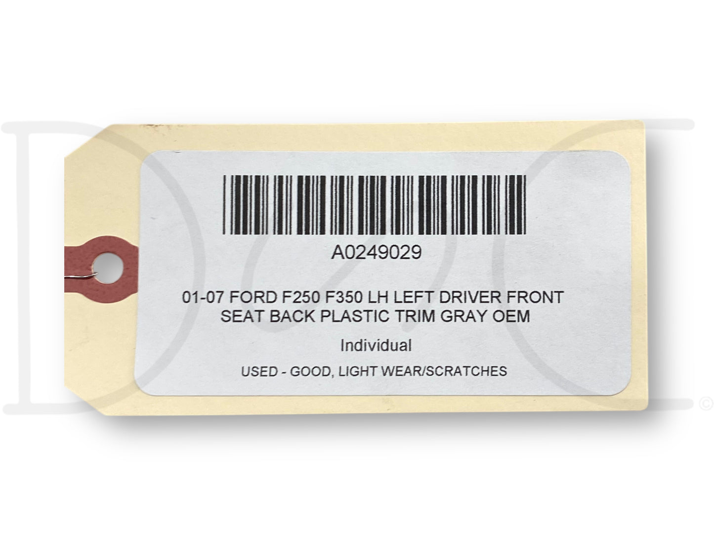 01-07 Ford F250 F350 LH Left Driver Front Seat Back Plastic Trim Gray OEM