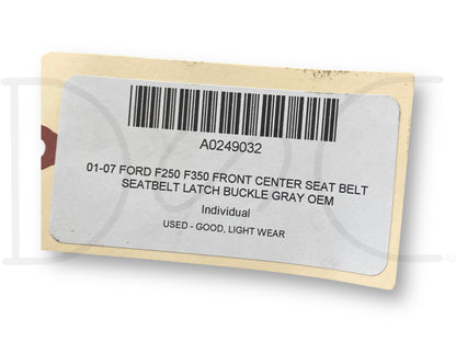 01-07 Ford F250 F350 Front Center Seat Belt Seatbelt Latch Buckle Gray OEM