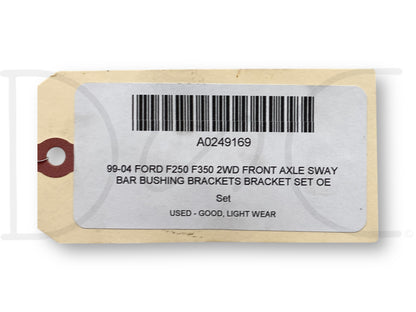 99-04 Ford F250 F350 2WD Front Axle Sway Bar Bushing Brackets Bracket Set OE