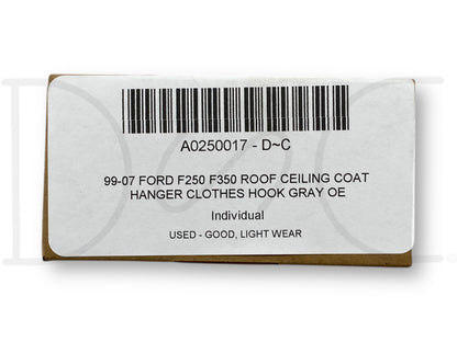 99-07 Ford F250 F350 Roof Ceiling Coat Hanger Clothes Hook Gray OE