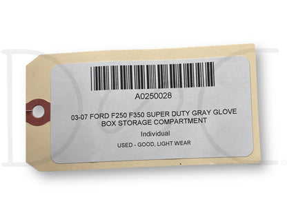 03-07 Ford F250 F350 Super Duty Gray Glove Box Storage Compartment