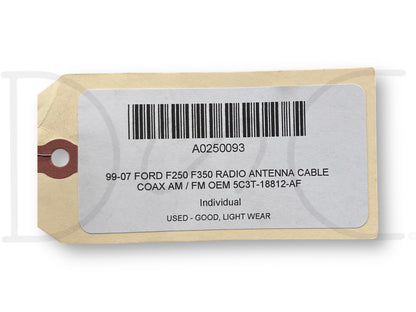 99-07 Ford F250 F350 Radio Antenna Cable Coax AM / FM OEM 5C3T-18812-Af