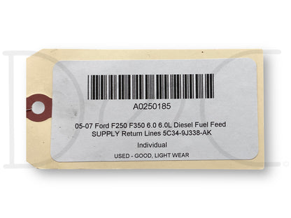 05-07 Ford F250 F350 6.0 6.0L Diesel Fuel Feed Supply Return Lines 5C34-9J338-Ak