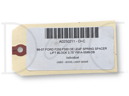 99-07 Ford F250 F350 OE Leaf Spring Spacer Lift Block 3.75" F81A-5598-Db