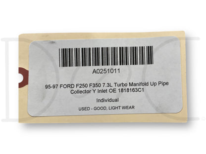 95-97 Ford F250 F350 7.3L Turbo Manifold Up Pipe Collector Y Inlet OE 1818163C1