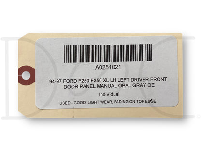 94-97 Ford F250 F350 XL LH Left Driver Front Door Panel Manual Opal Gray OE