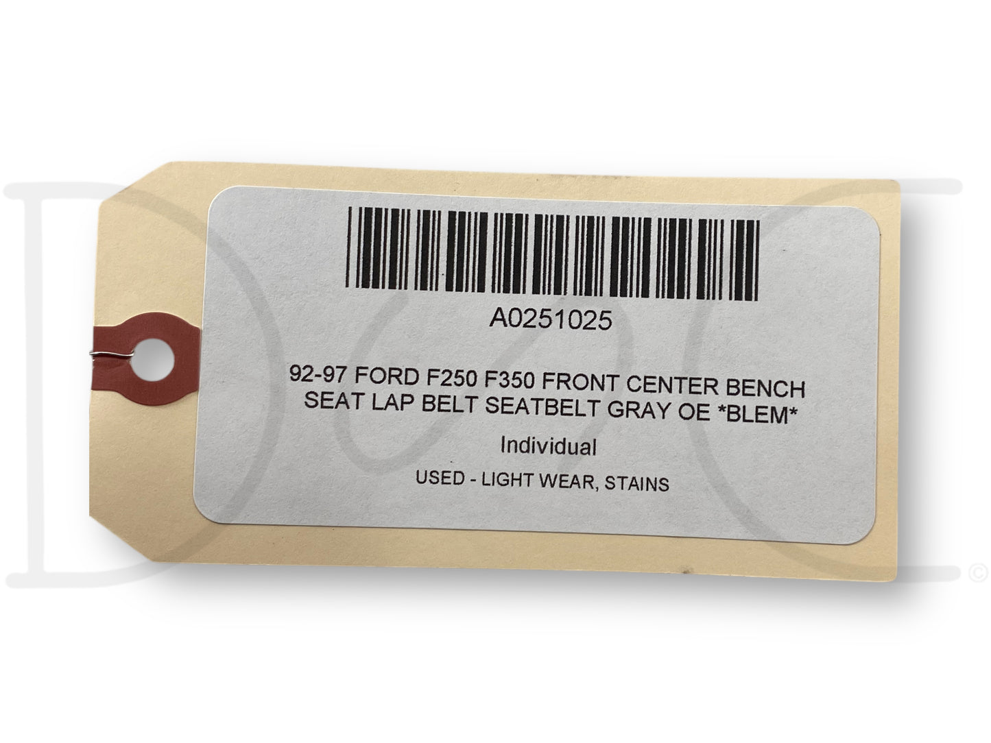 92-97 Ford F250 F350 Front Center Bench Seat Lap Belt Seatbelt Gray OE *Blem*