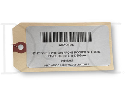 87-97 Ford F250 F350 Front Rocker Sill Trim Panel OE E9Tb-1513208-Aa