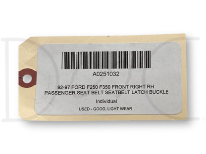 92-97 Ford F250 F350 Front Right RH Passenger Seat Belt Seatbelt Latch Buckle