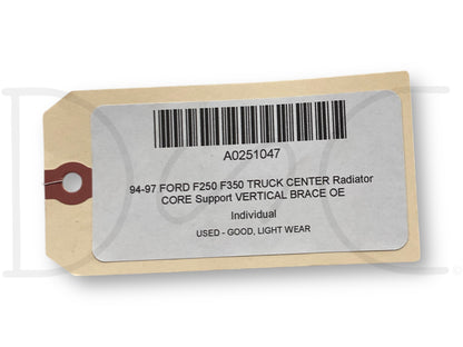 94-97 Ford F250 F350 Truck Center Radiator Core Support Vertical Brace OE