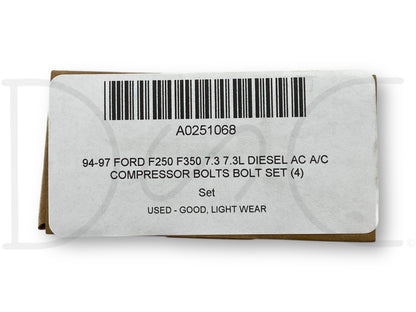 94-97 Ford F250 F350 7.3 7.3L Diesel Ac A/C Compressor Bolts Bolt Set (4)