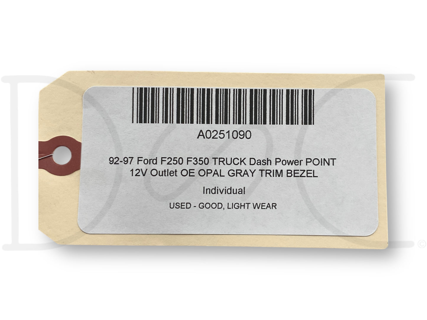 92-97 Ford F250 F350 Truck Dash Power Point 12V Outlet OE Opal Gray Trim Bezel