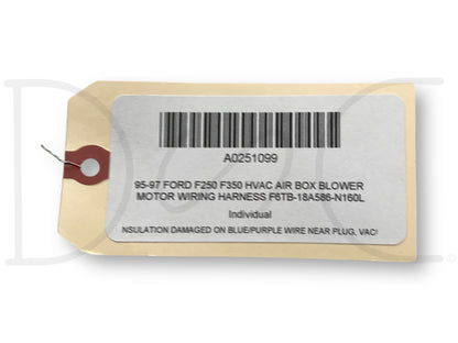 95-97 Ford F250 F350 HVAC Air Box Blower Motor Wiring Harness F6Tb-18A586-N160L