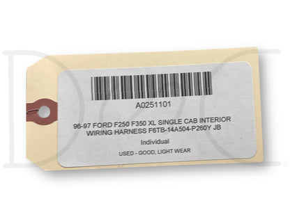 96-97 Ford F250 F350 XL Single Cab Interior Wiring Harness F6Tb-14A504-P260Y Jb