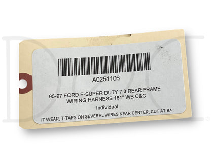 95-97 Ford F-Super Duty 7.3 Rear Frame Wiring Harness 161" WB C&C