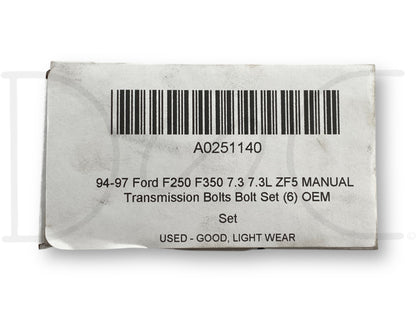94-97 Ford F250 F350 7.3 7.3L ZF5 Manual Transmission Bolts Bolt Set (6) OEM