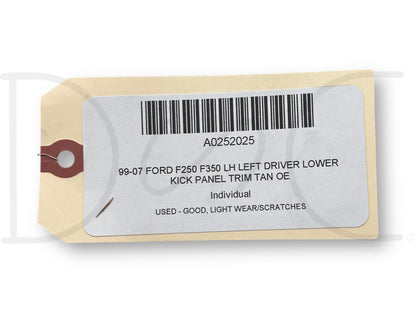 99-07 Ford F250 F350 LH Left Driver Lower Kick Panel Trim Tan OE