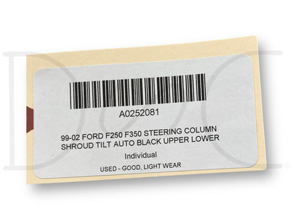 99-02 Ford F250 F350 Steering Column Shroud Tilt Auto Black Upper Lower