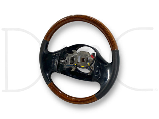 99-02 Ford F250 F350 Steering Wheel W/ Cruise Buttons Black Leather / Wood Grain