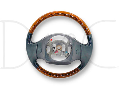 99-02 Ford F250 F350 Steering Wheel W/ Cruise Buttons Black Leather / Wood Grain