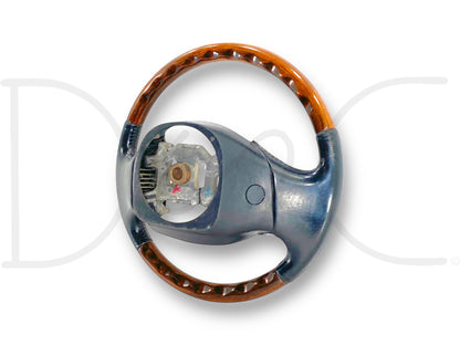 99-02 Ford F250 F350 Steering Wheel W/ Cruise Buttons Black Leather / Wood Grain