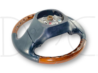 99-02 Ford F250 F350 Steering Wheel W/ Cruise Buttons Black Leather / Wood Grain