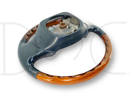 99-02 Ford F250 F350 Steering Wheel W/ Cruise Buttons Black Leather / Wood Grain