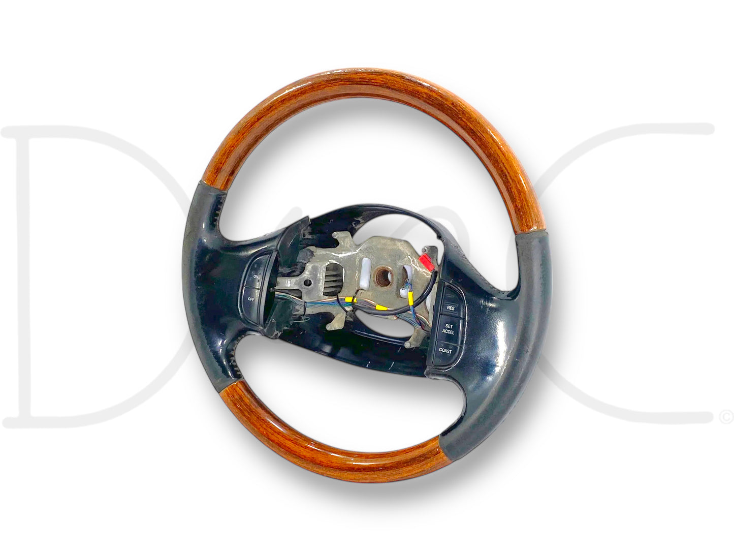 99-02 Ford F250 F350 Steering Wheel W/ Cruise Buttons Black Leather / Wood Grain