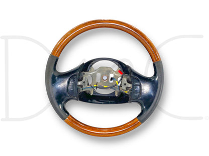 99-02 Ford F250 F350 Steering Wheel W/ Cruise Buttons Black Leather / Wood Grain