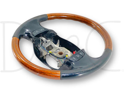 99-02 Ford F250 F350 Steering Wheel W/ Cruise Buttons Black Leather / Wood Grain