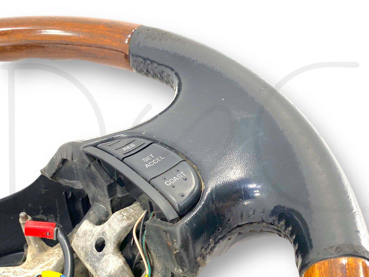 99-02 Ford F250 F350 Steering Wheel W/ Cruise Buttons Black Leather / Wood Grain