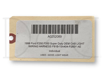 1999 Ford F250 F350 Super Duty OEM Cab Light Wiring Harness F81B-15A404-P260Y Ae