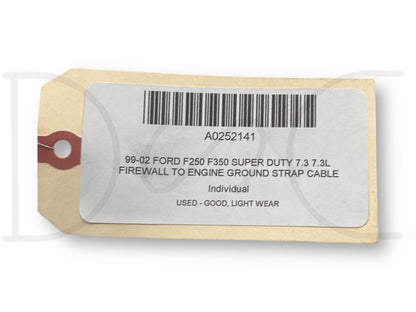 99-02 Ford F250 F350 Super Duty 7.3 7.3L Firewall To Engine Ground Strap Cable