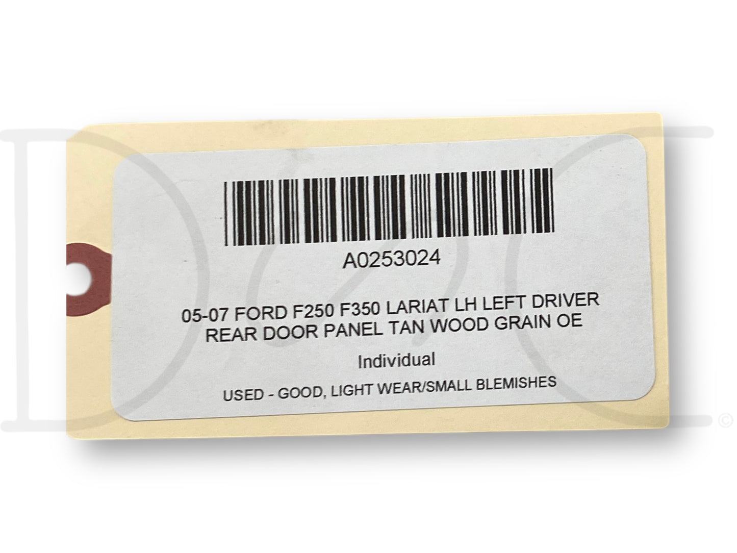 05-07 Ford F250 F350 Lariat LH Left Driver Rear Door Panel Tan Wood Grain OE
